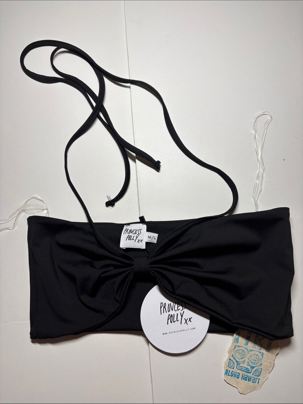 Princess Polly Black Tube Top With Neck Strap M/L BNWT